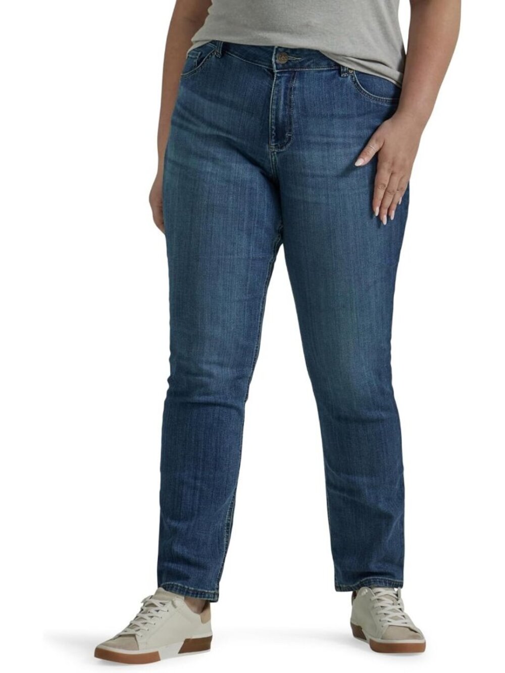 Plus Size Women's Mid Rise Straight Leg Jeans - Comfortable & Stylish Fit